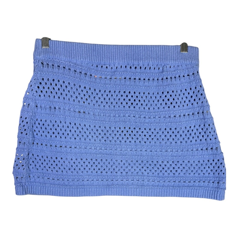 Free People‎ FP Beach Periwinkle Blue Open Knit Pointelle Mini Skirt XL